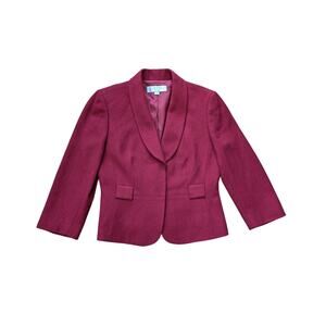Tahari ASL Jacket Blazer Womens  6P Red/Burgundy Wool Twill Career Work Holiday
